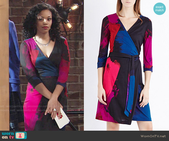 Diane von Furstenberg Julian Two Dress in Virtuoso amethyst worn by Hilary Curtis (Mishael Morgan) on The Young and the Restless