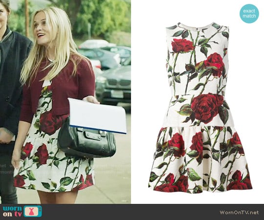 Dolce & Gabbana Rose Print Brocade Dress worn by Madeline Martha Mackenzie (Reese Witherspoon) on Big Little Lies