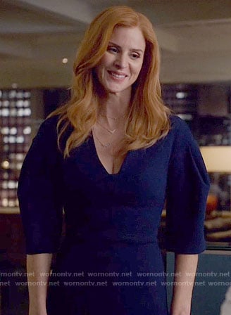 WornOnTV: Donna’s navy blue dress with flared sleeves on Suits | Sarah ...