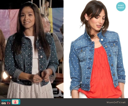 Elle Polka Dot Jean Jacket worn by Jane Villanueva (Gina Rodriguez) on Jane the Virgin