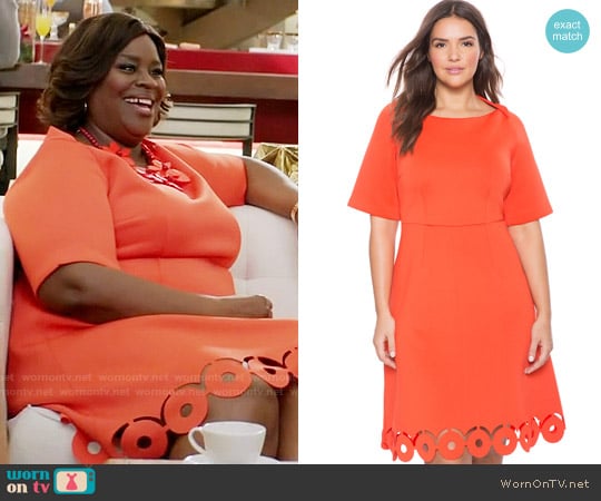 Eloquii Laser Cut Hem Fit and Flare Dress worn by Barbara (Retta) on Girlfriends Guide to Divorce