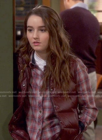 Eve's plaid shirt and burgundy vest on Last Man Standing