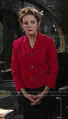 Gloria’s red jacket with gold buttons on The Young and the Restless