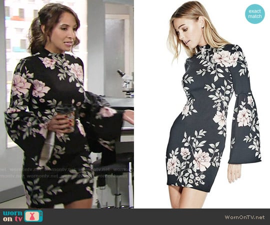 Guess Luba Dress in Blushing Rose Jet Black worn by Lily Winters (Christel Khalil) on The Young and the Restless