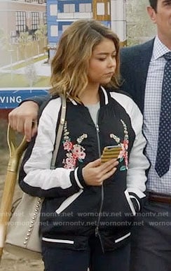 Haley's floral embroidered bomber jacket on Modern Family