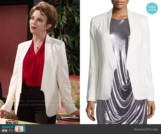 Halston Heritage Long Slim Tuxedo Jacket w/ Satin Lapel worn by Gloria Abbott Bardwell (Judith Chapman) on The Young and the Restless