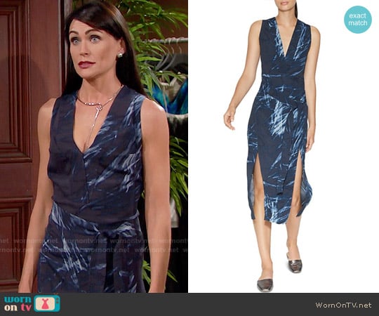 Halston Heritage Printed Double-Slit Dress worn by Quinn Fuller (Rena Sofer) on The Bold and the Beautiful