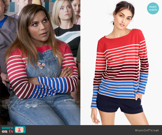 J. Crew Multistripe T-shirt worn by Mindy Lahiri (Mindy Kaling) on The Mindy Project