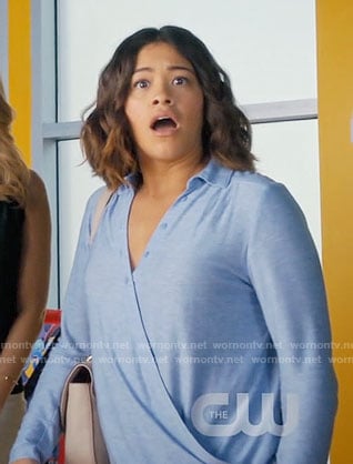 Jane's blue wrap shirt on Jane the Virgin