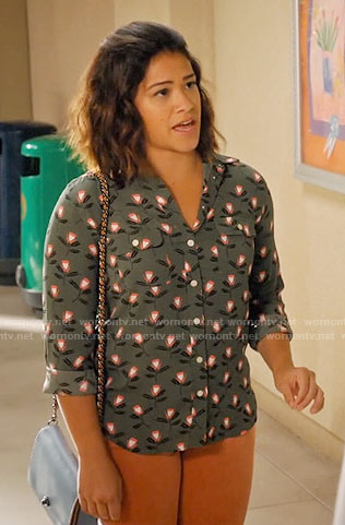 Jane’s green tulip print shirt on Jane the Virgin