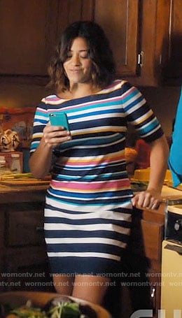 Jane’s multi colored stripe dress on Jane the Virgin