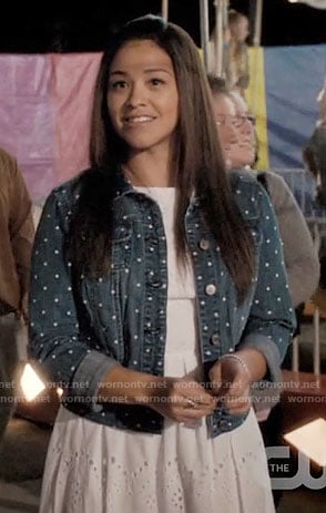 Jane’s polka dot denim jacket on Jane the Virgin