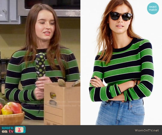 J. Crew Italian cashmere striped long-sleeve T-shirt worn by Eve Baxter (Kaitlyn Dever) on Last Man Standing