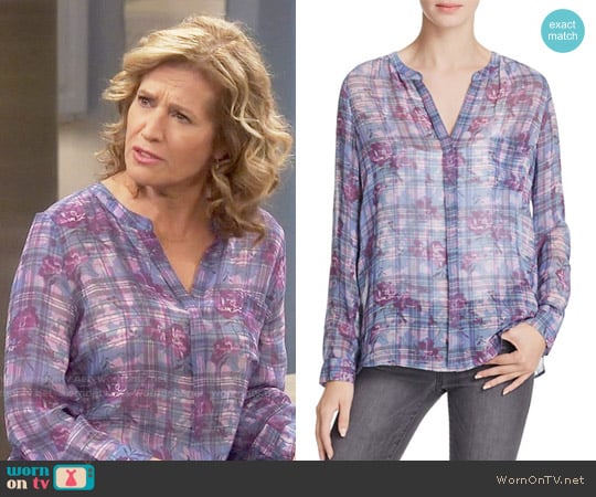 Wornontv Vanessas Purple Plaid And Floral Blouse On Last Man Standing Nancy Travis Clothes