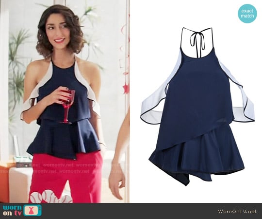 Jonathan Simkhai Ruffle Tank Top worn by Delia (Necar Zadegan) on Girlfriends Guide to Divorce