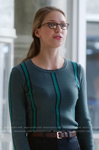 Kara's teal and green vertical striped sweater on Supergirl