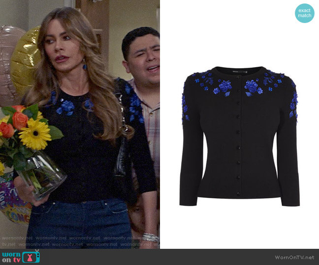 Karen Millen Floral Applique Cardigan worn by  Gloria Pritchett (Sofia Vergara) on Modern Family