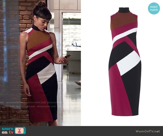 Camille Saroyan wearing the Graphic Color Block Dress by Karen Millen -  Bones The Corpse at the Convention