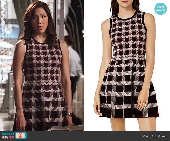 Karen Millen Houndstooth A-Line Dress worn by Angela Montenegro (Michaela Conlin) on Bones