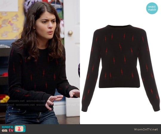 Kate Moss x Equipment Ryder Sweater worn by Sabrina Pemberton (Sofia Black D'Elia) on The Mick