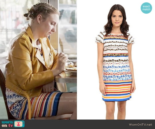 Kensie Floral Stripes Dress worn by Hannah Horvath (Lena Dunham) on Girls