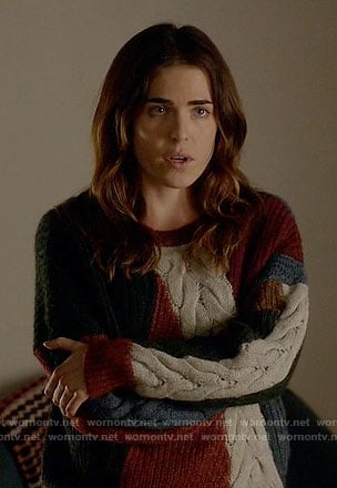 Laurel’s colorblock cable knit sweater on How to Get Away with Murder