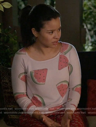 Mariana's watermelon print sweatshirt on The Fosters
