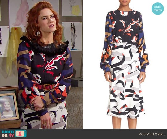 MSGM Print Crepe Dress worn by Sally Spectra (Courtney Hope) on The Bold and the Beautiful