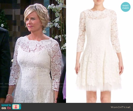 Nha Khanh Solid Lace Scalloped Boatneck Dress worn by Kayla Brady (Mary Beth Evans) on Days of our Lives