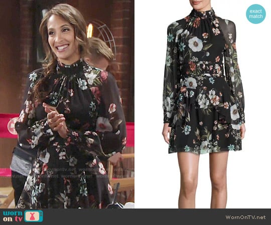 Nicholas Vintage Floral High-Neck Mini Dress worn by Lily Winters (Christel Khalil) on The Young and the Restless