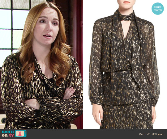 Olivia Palermo + Chelsea28 Tie Neck Blouse worn by Mariah Copeland (Camryn Grimes) on The Young and the Restless