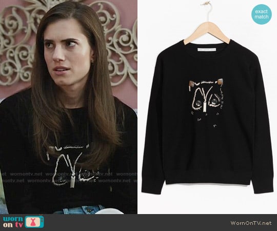 & Other Stories Embroidered Merino Wool Sweater worn by Marnie Michaels (Allison Williams) on Girls