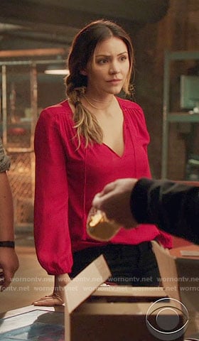 Paige’s red blouse on Scorpion