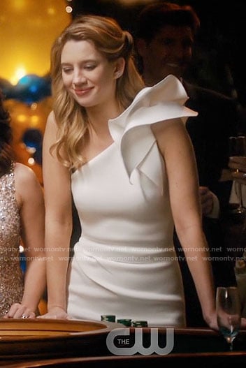 Petra's white one-shoulder dress on Jane the Virgin