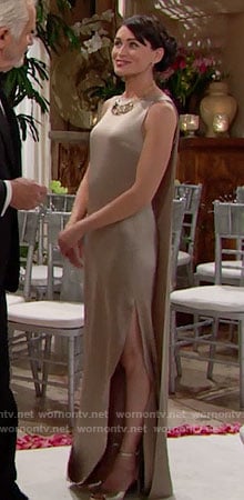 Quinn’s champagne sleeveless gown on The Bold and the Beautiful