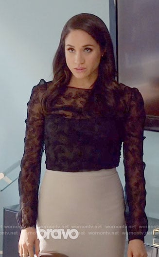 Rachel's sheer black top on Suits