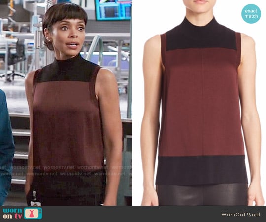 WornOnTV: Camille's sleeveless bow neck top on Bones