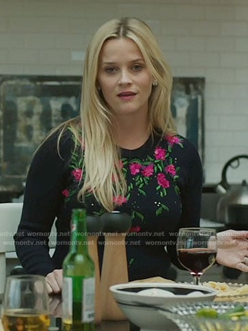 Madeline's floral embroidered sweater on Big Little Lies