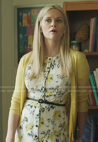 Madeline's yellow floral button front dress on Big Little Lies