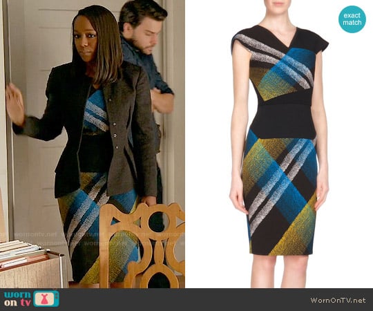 Roland Mouret Beadle Print Dress worn by Michaela Pratt (Aja Naomi King) on How to Get Away with Murder