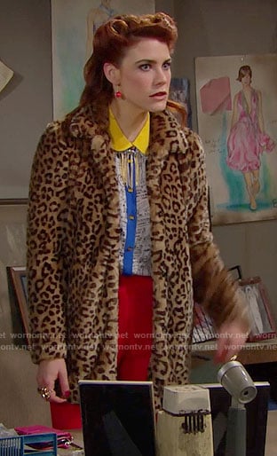 Sally’s fur leopard coat on The Bold and the Beautiful