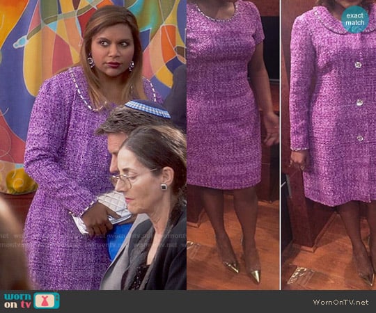 Salvador Perez Custom Made Purple Coat and Dress worn by Mindy Lahiri (Mindy Kaling) on The Mindy Project