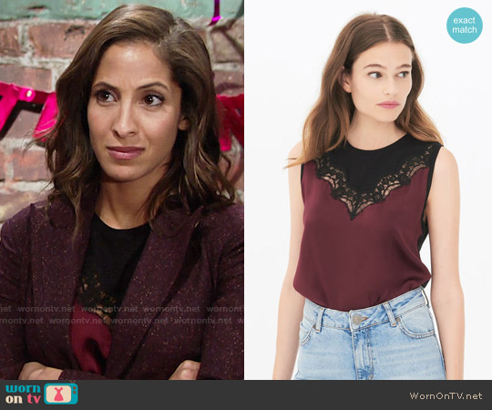 Sandro Sei T-shirt worn by Lily Winters (Christel Khalil) on The Young and the Restless