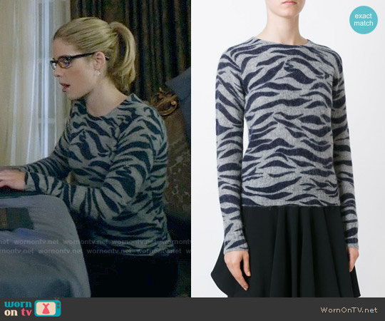 See by Chloe Zebra Print Jumper worn by Felicity Smoak (Emily Bett Rickards) on Arrow