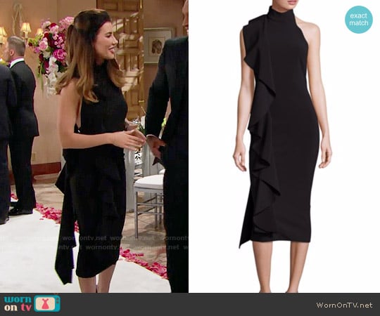 Solace London Amelle Ruffle Halter Dress worn by Steffy Forrester (Jacqueline MacInnes Wood) on The Bold & the Beautiful