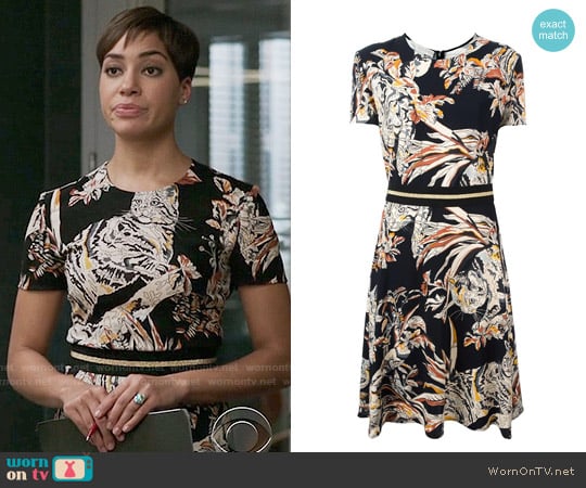 Stella McCartney Cat Print A-Line Dress worn by Lucca Quinn (Cush Jumbo) on The Good Fight