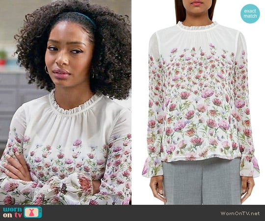 Ted Baker Luceal Top worn by Zoey Johnson (Yara Shahidi) on Black-ish