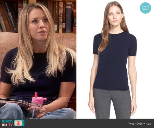 Theory 'Tolleree' Short Sleeve Cashmere Pullover worn by Penny Hofstadter (Kaley Cuoco) on The Big Bang Theory