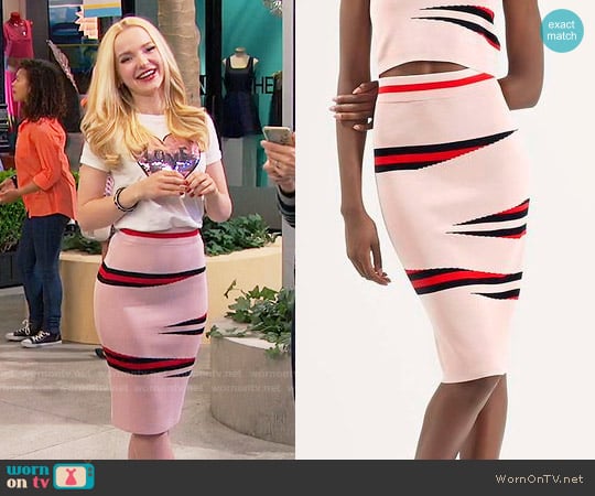 Topshop Eraser Stripe Skirt worn by Liv Rooney (Dove Cameron) on Liv and Maddie