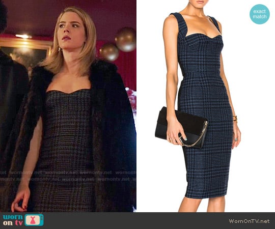 Victoria Beckham Houndstooth Cami Dress worn by Felicity Smoak (Emily Bett Rickards) on Arrow